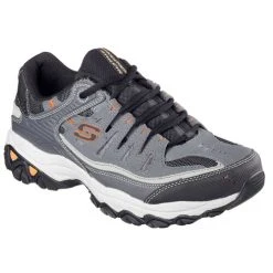 Promo 🧨 Skechers After Burn Memory Fit Men's Training 👞 Shoes Charcoal/Orange 🔔