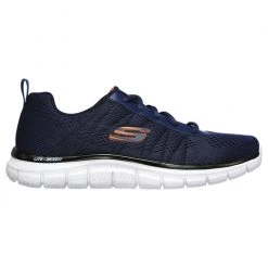 Cheapest 🧨 Skechers Track Moulton Men's Wide Running 👞 Shoes Navy/Orange 🔥