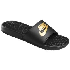 Flash Sale 🔥 Nike Benassi Just Do It Men's Slide 🩴 Sandals Black/Gold ✔️