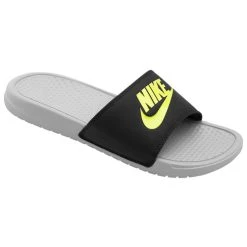 Flash Sale 💯 Nike Benassi Just Do It Men's Slide 🩴 Sandals Grey/Volt ✔️